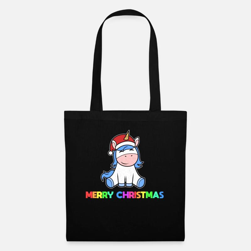 Weihnachtseinhorn Weihnachten Einhorn - Stoffbeutel - Schwarz