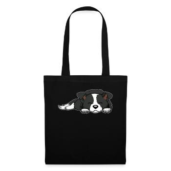 Border Collie Hund Haustier Hundefreund Geschenk - Stoffbeutel - Schwarz - Vorne