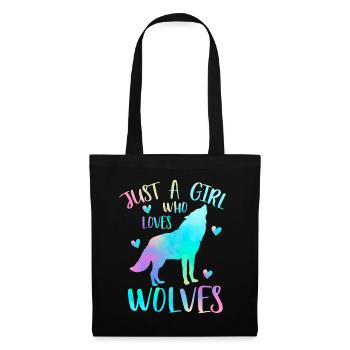 Juste une fille qui aime les loups - Wolf - Sac en tissu - noir - Devant