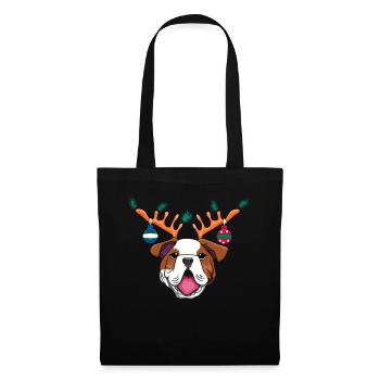 Bulldogge Weihnachten Hund Französisch Haustier - Stoffbeutel - Schwarz - Vorne
