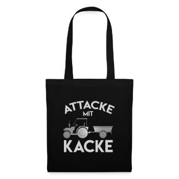Attacke Mit Kacke Gülle Zugmaschine Spruch - Stoffbeutel - Schwarz - Vorne