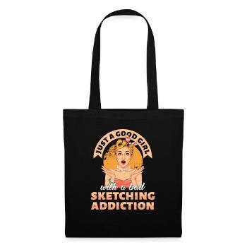 Juste une bonne fille esquissant un cadeau de dépendance - Sac en tissu - noir - Devant
