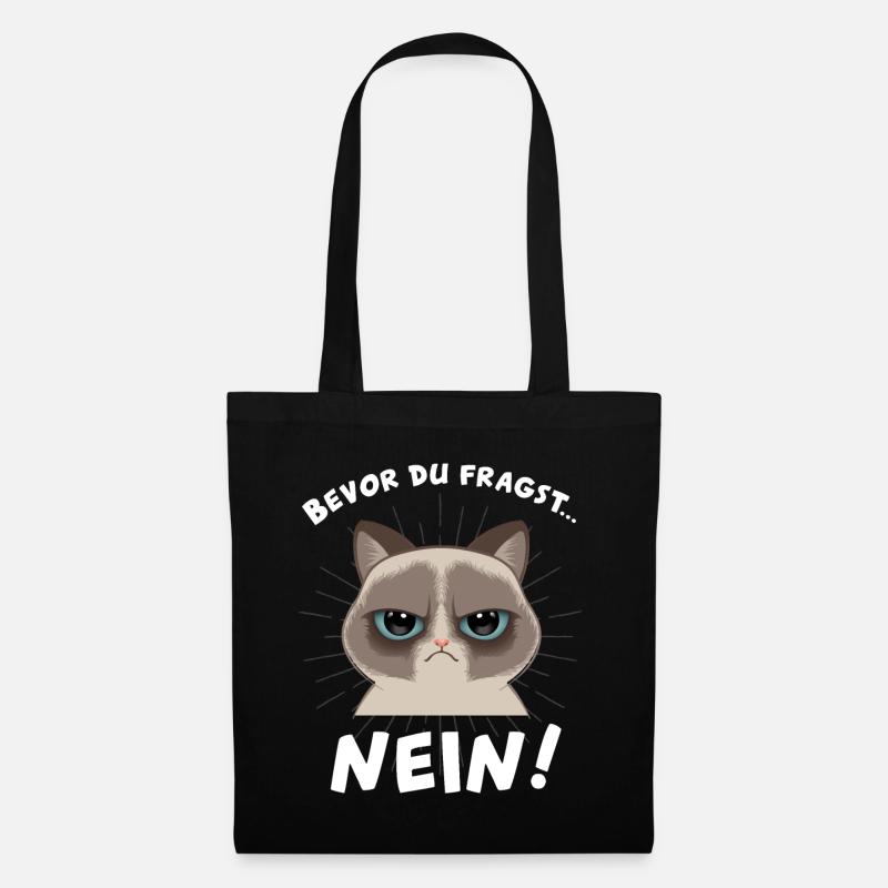 mürrische Katze - Stoffbeutel - Schwarz