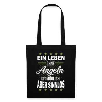 Angeln - Stoffbeutel - Schwarz - Vorne