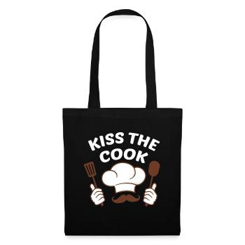 Kiss The Cook Cool Cooking Chef Gift - Tote Bag - black - Front