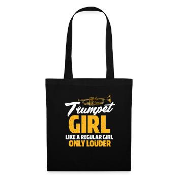 Trompete Girl Trompeten Blasinstrument Geschenk - Stoffbeutel - Schwarz - Vorne