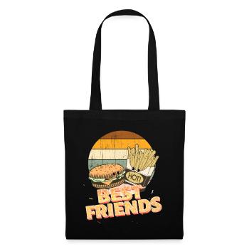 frites et burger Meilleurs amis - Sac en tissu - noir - Devant