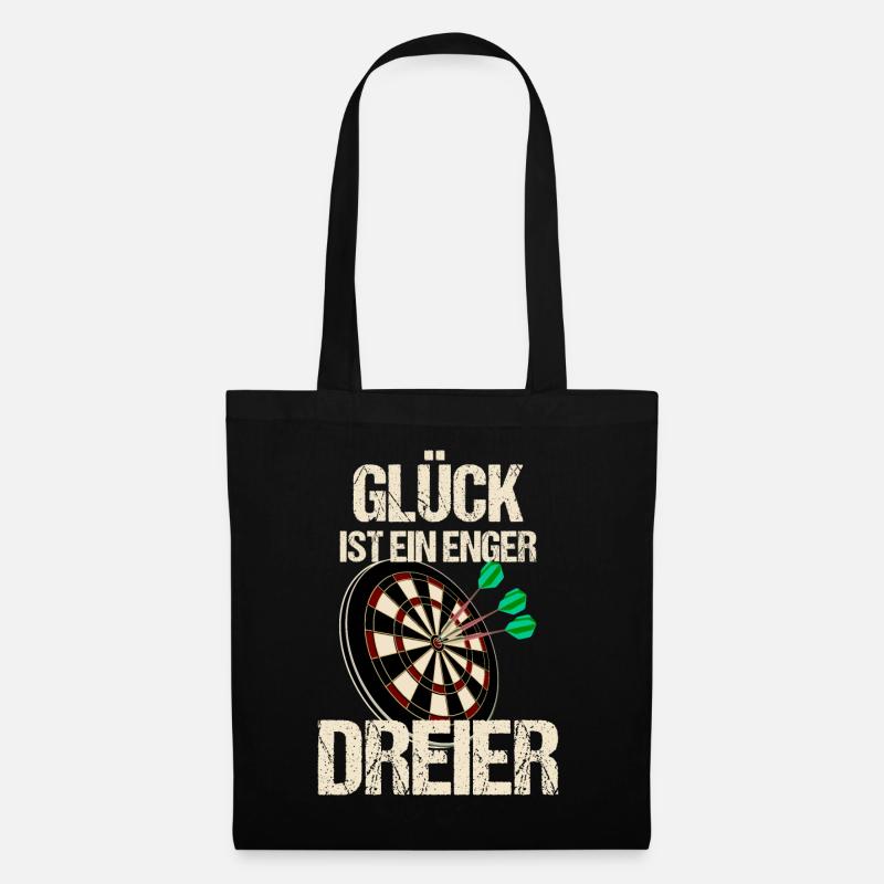 Lustiges Glück ist ein enger dreier Dart Spruch - Stoffbeutel - Schwarz