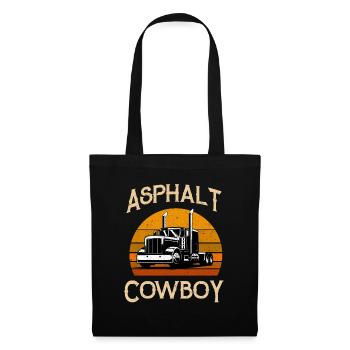 Retro Highway Trucker Road Truck Fahrer Asphalt - Stoffbeutel - Schwarz - Vorne