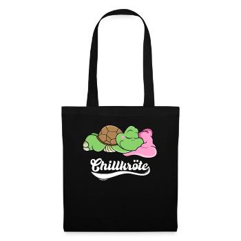 Chillkröte Schildkröte Geschenk - Stoffbeutel - Schwarz - Vorne