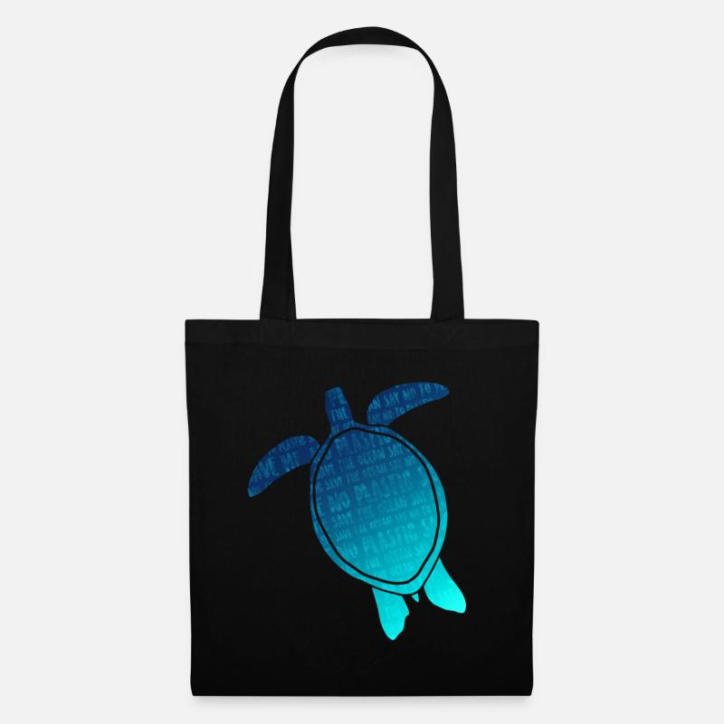 No Plastic Schildkröte Silhouette - Save the Ocean - Stoffbeutel - Schwarz