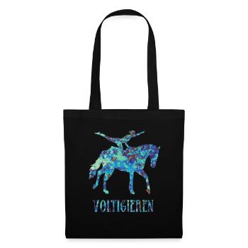 Voltigieren Pferdesport Volti Voltigier Geschenk - Stoffbeutel - Schwarz - Vorne