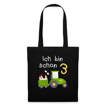 3. Geburtstag Landwirt 3 Jahre Kinder - Stoffbeutel - Schwarz - Vorne