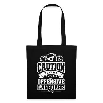 Caution Flying Tool Aircraft Mechanic Diesel Mecha - Tote Bag - black - Front