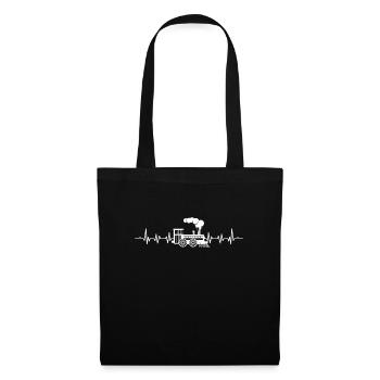 Train Heartbeat Lokomotive Triebfahrzeugführer Geschenk - Stoffbeutel - Schwarz - Vorne