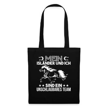 Isländer Islandpferd Reiten Reiter Geschenk - Stoffbeutel - Schwarz - Vorne