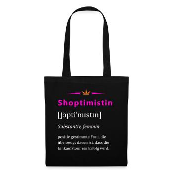 Shoptimistin Definition I love Shopping Queen - Stoffbeutel - Schwarz - Vorne