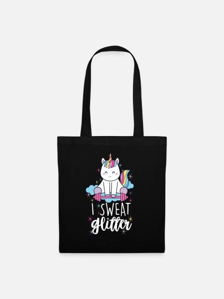 I Sweat Glitter Unicorn Workout Weightlifting Gym - Stoffbeutel - Schwarz