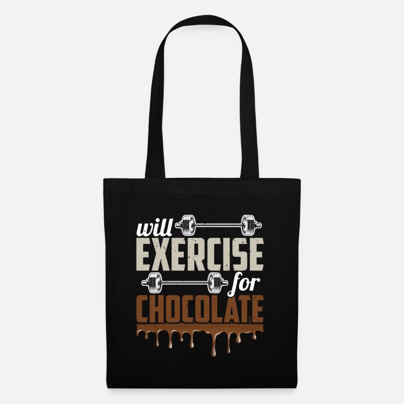 Will Exercise For Chocolate Funny Gym Workout Fitn - Stoffbeutel - Schwarz