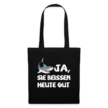 Haifisch Lustig Angeln Angler Fisch Sport Hobby - Stoffbeutel - Schwarz - Vorne
