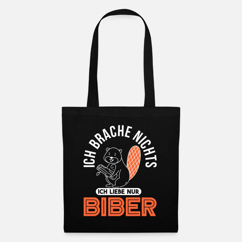 Biber Tier Nagetier Castoridae Geschenk - Stoffbeutel - Schwarz