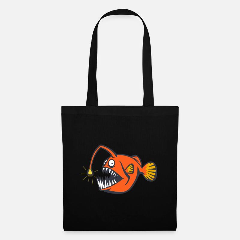 Tiefsee Anglerfisch Gruseliger Fisch - Stoffbeutel - Schwarz
