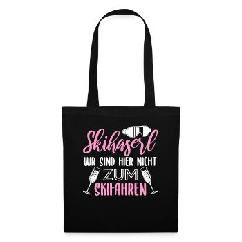Hüttengaudi Apres Ski Skihase Skihaserl Geschenk - Stoffbeutel - Schwarz - Vorne