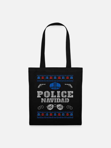 Police Navidad Ugly Christmas Sweater - Stoffbeutel - Schwarz