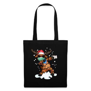 Dabbing Rentier Weihnachten 2020 Maske Geschenk - Stoffbeutel - Schwarz - Vorne