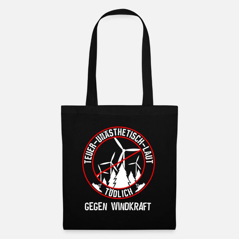 Gegen Windkraft und gegen Windenergie - Stoffbeutel - Schwarz