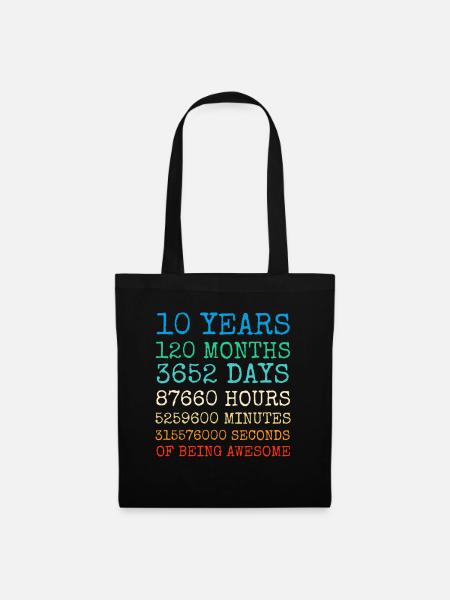 Jugend Geburtstag10Jahre Vintage Retro Geschenk - Stoffbeutel - Schwarz