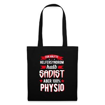 Physiotherapeut Physiotherapie Physiolustig - Stoffbeutel - Schwarz - Vorne