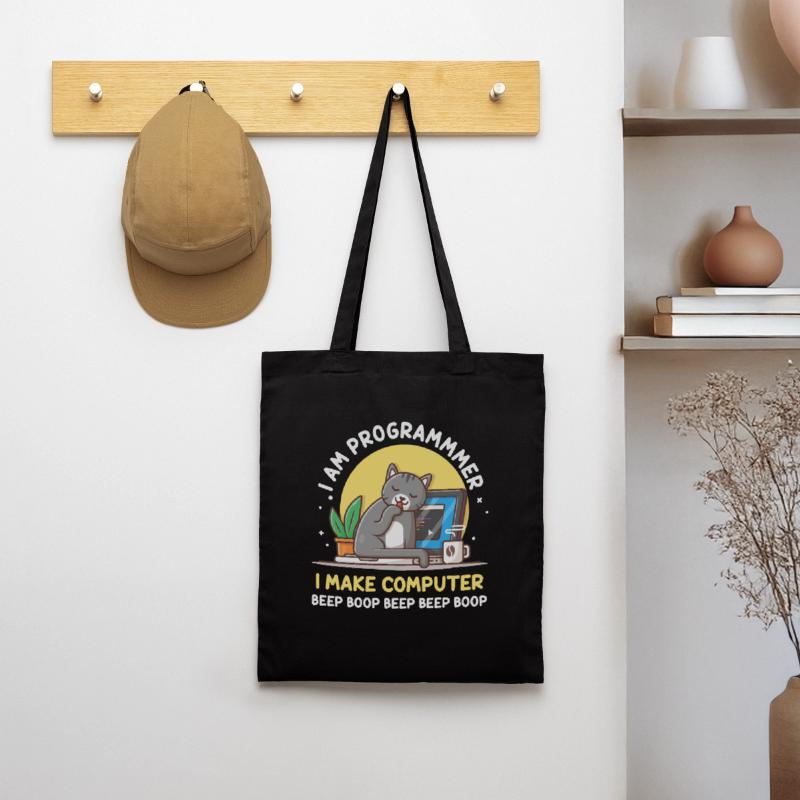 Cat Programmer Coder Developer Kitten Computer Tote Bag