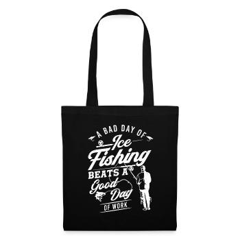 Cadeau de pêche sur glace pour pêcheur sur glace - Sac en tissu - noir - Devant