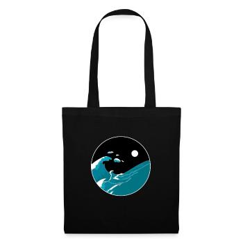Wellen Yin Yang Mond Nacht Ozean Harmonie Strand Geschenk - Stoffbeutel - Schwarz - Vorne