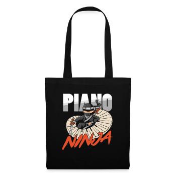 Piano Ninja Pianiste Piano Player Musicien Musique - Sac en tissu - noir - Devant