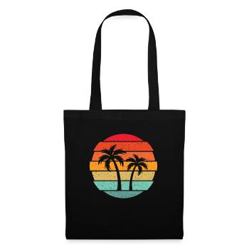 Palme Retro Art Tropical Beach Urlaubsgeschenk - Stoffbeutel - Schwarz - Vorne