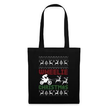 Wheelie Christmas Motocross Ugly Xmas Motorcycle - Tote Bag - black - Front