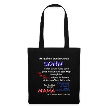 Wunderbarer Sohn Mama Spruch - Stoffbeutel - Schwarz - Vorne