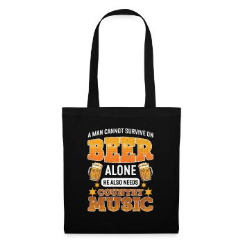 Mens Beer and Country Music Design Country Music - Sac en tissu - noir - Devant