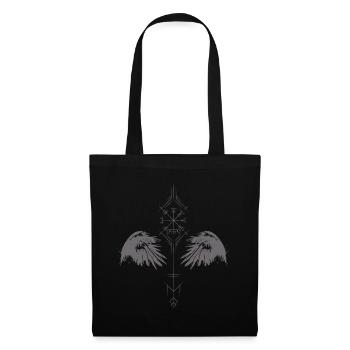 Boussole viking Odin Raben Vegvisir Hugin Munin - Sac en tissu - noir - Devant