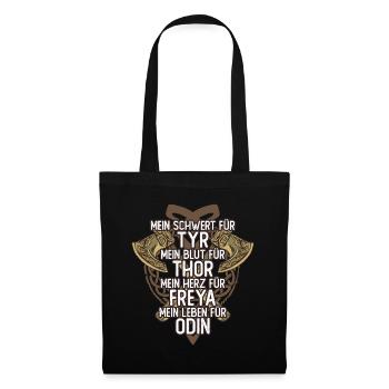 Mein Schwert für Tyr Mein Leben für Odin Viking - Stoffbeutel - Schwarz - Vorne