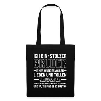 Stolzer Bruder Schwester Lustiges - Stoffbeutel - Schwarz - Vorne
