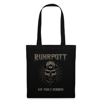 Ruhrpott Auf Kohle geboren Kumpel Skull - Stoffbeutel - Schwarz - Vorne