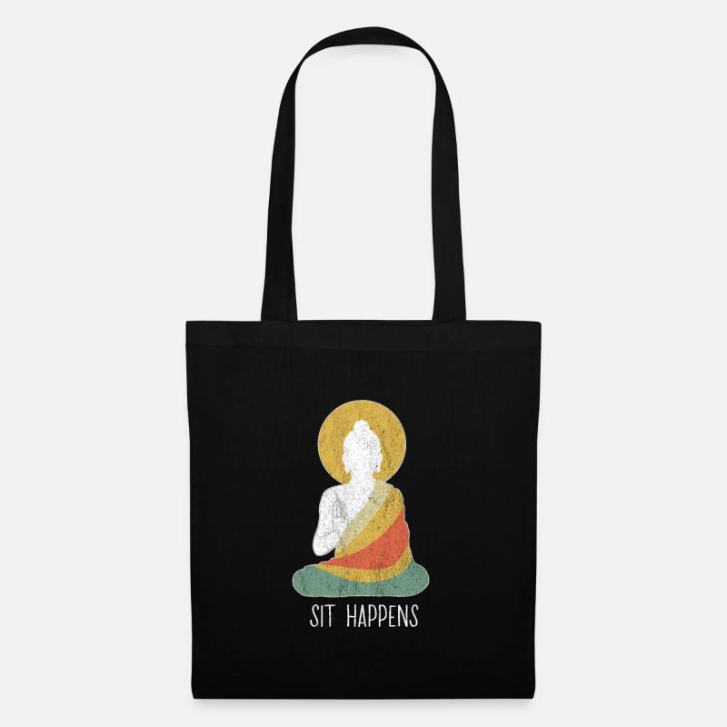 Funny buddha buddhism meditation peace dharma zen - Stoffbeutel - Schwarz