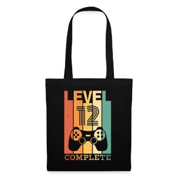 Enfants Niveau 12 ans t-shirt d’anniversaire Gamer - Sac en tissu - noir - Devant