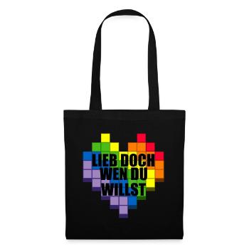 Lieb Doch Wen Du Willst - Pride Flag LGBTQ - Stoffbeutel - Schwarz - Vorne
