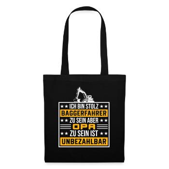 Opa Baustelle Bagger Geschenk - Stoffbeutel - Schwarz - Vorne