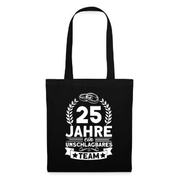 25. Hochzeitstag Team Silberhochzeit Geschenk - Stoffbeutel - Schwarz - Vorne