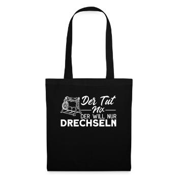 Drechselbank Drechseln Drechsler Geschenk - Stoffbeutel - Schwarz - Vorne